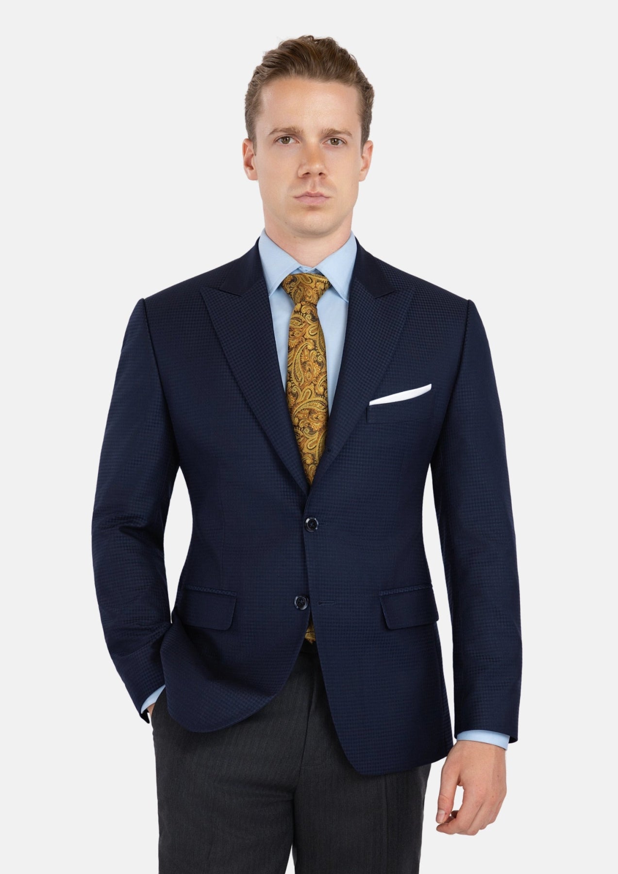 Broadway Navy Microcheck Jacket - SARTORO
