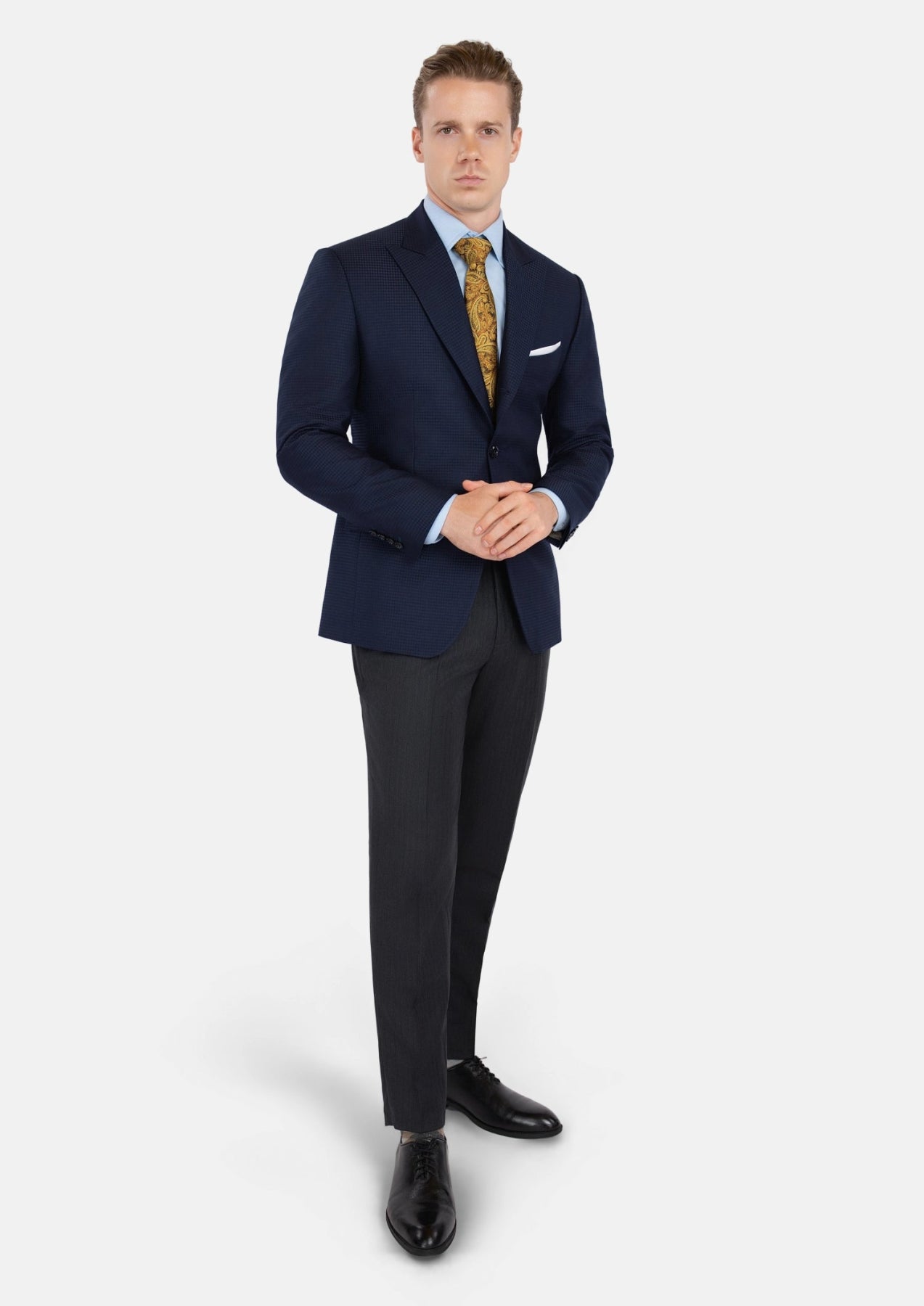 Broadway Navy Microcheck Jacket - SARTORO