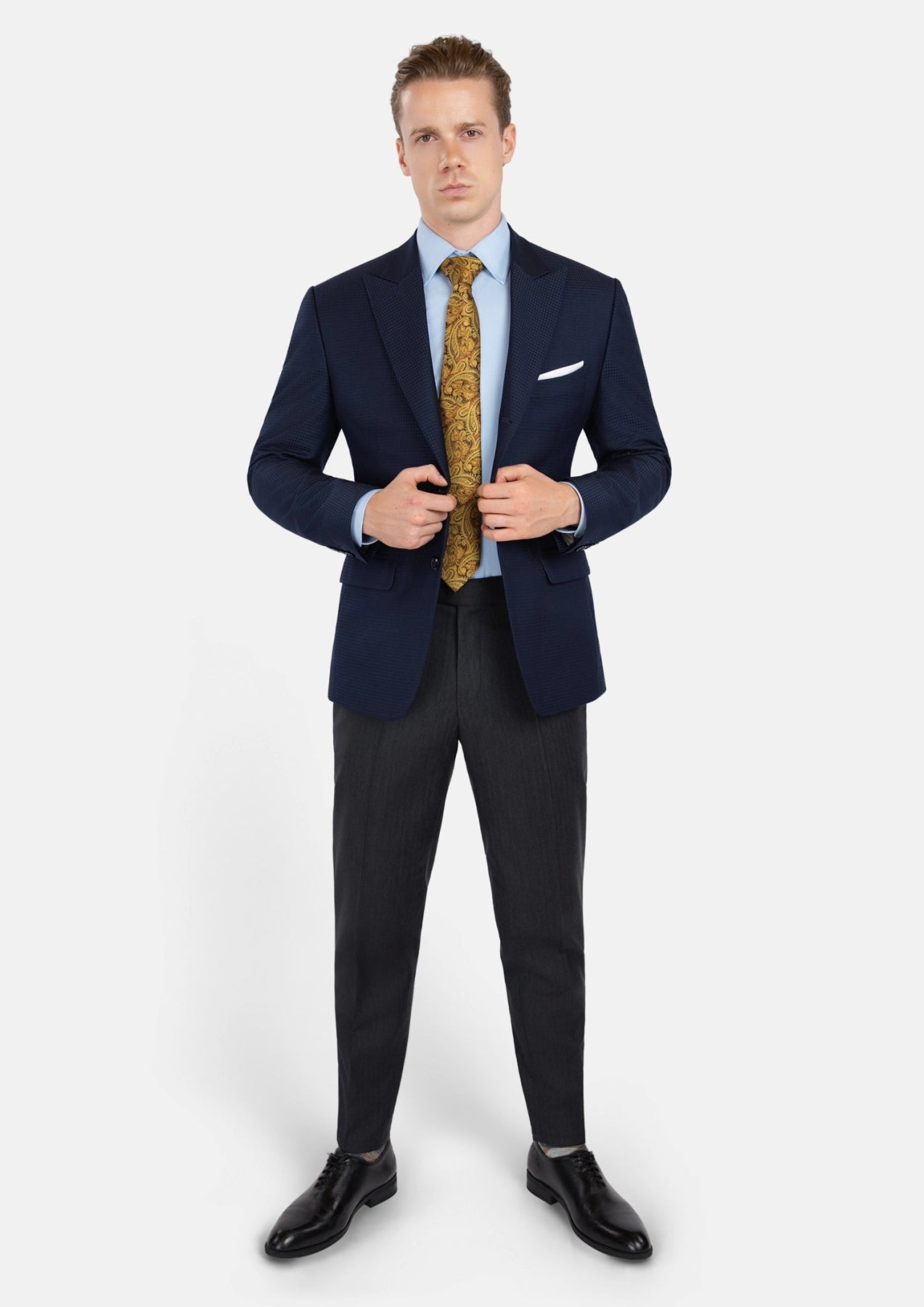 Broadway Navy Microcheck Jacket - SARTORO