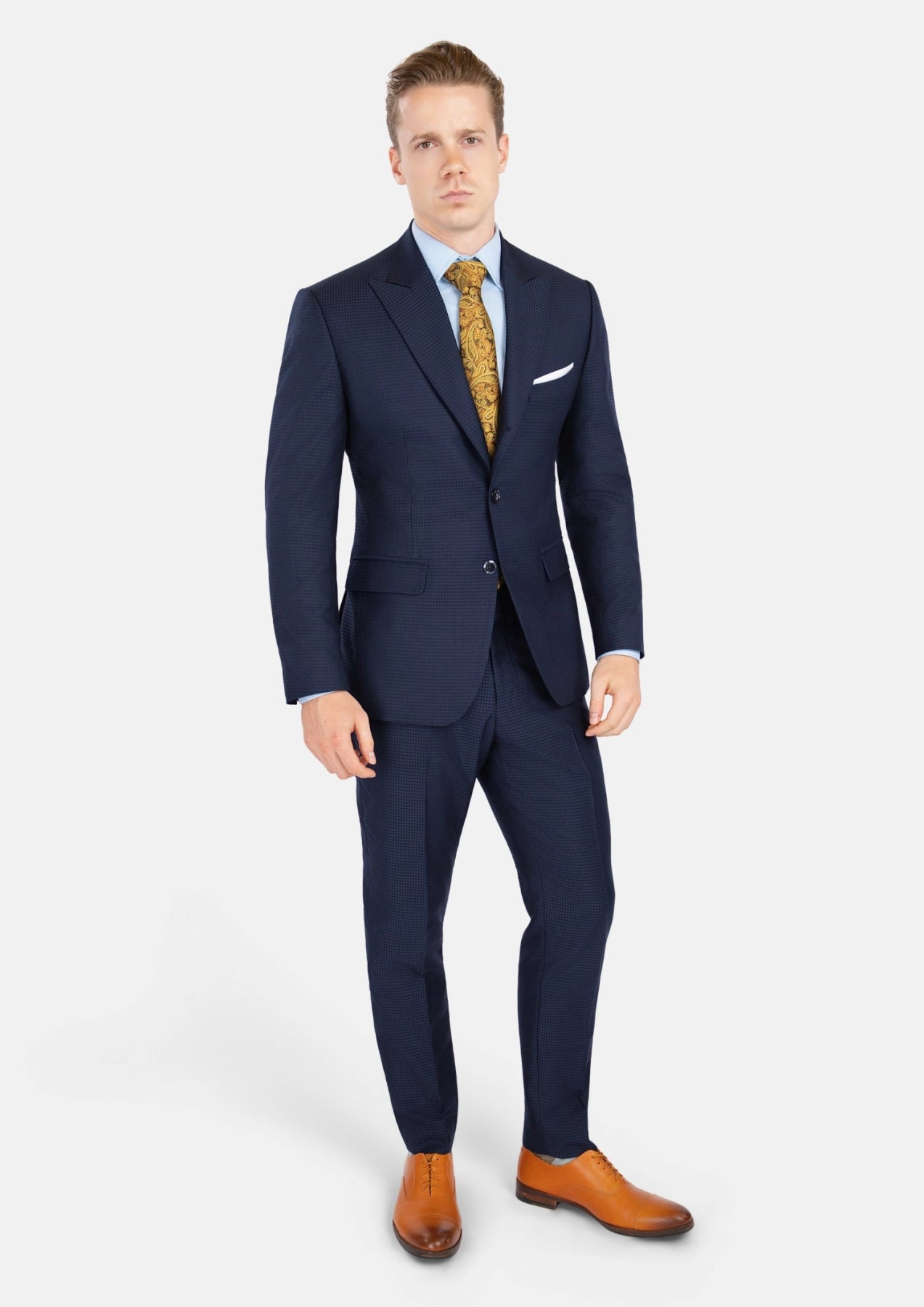 Broadway Navy Microcheck Suit - SARTORO