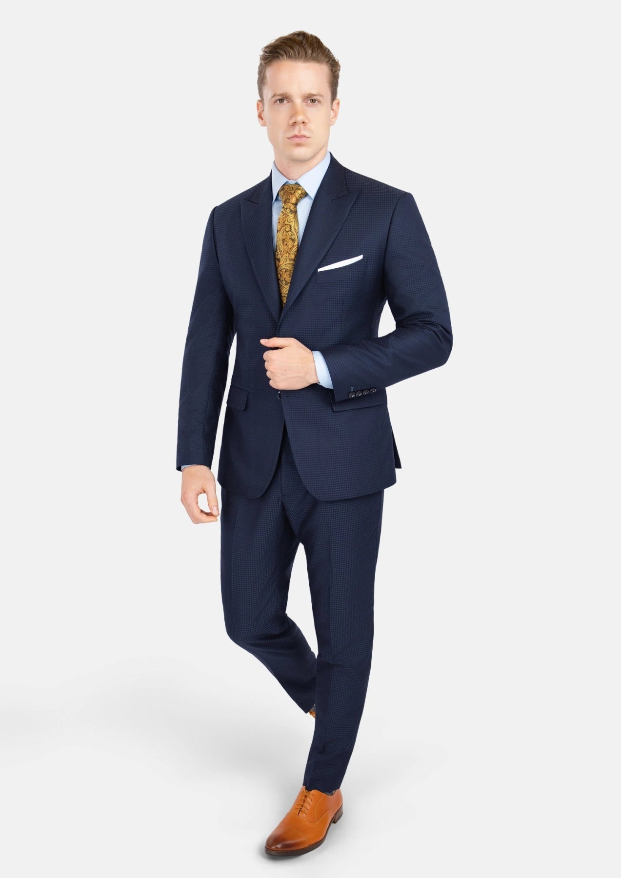 Broadway Navy Microcheck Suit - SARTORO
