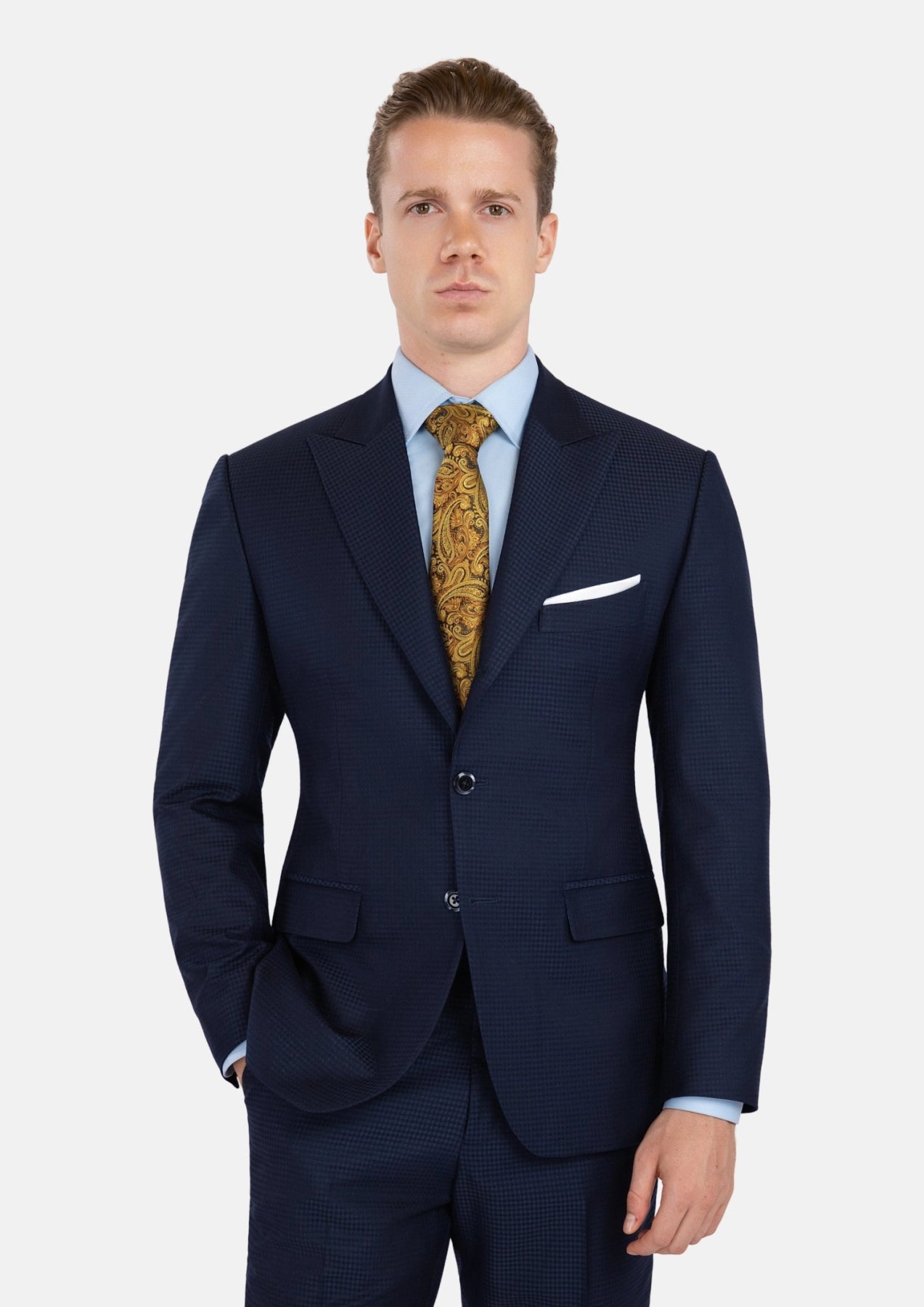 Broadway Navy Microcheck Suit - SARTORO