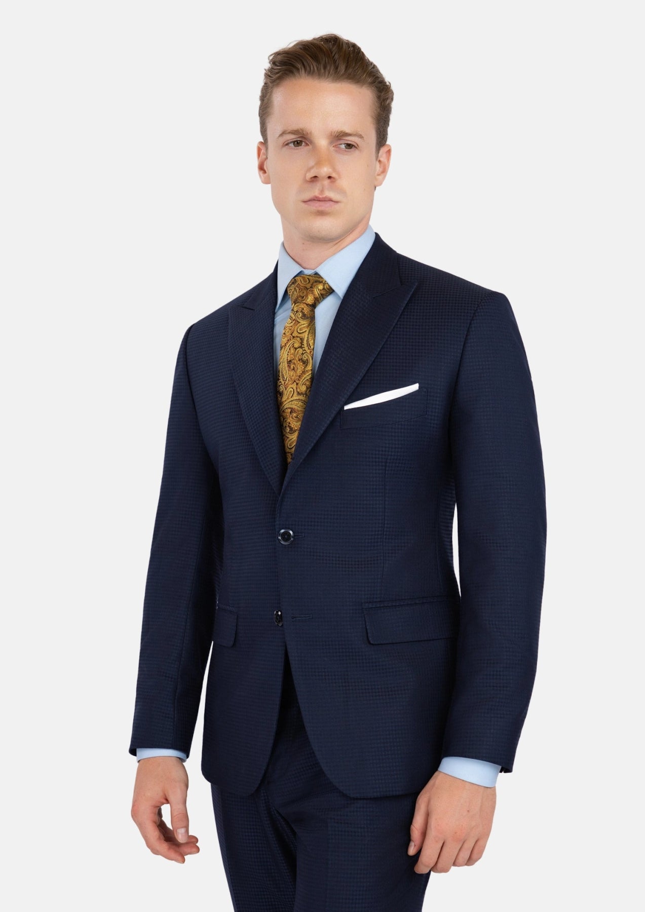 Broadway Navy Microcheck Suit - SARTORO