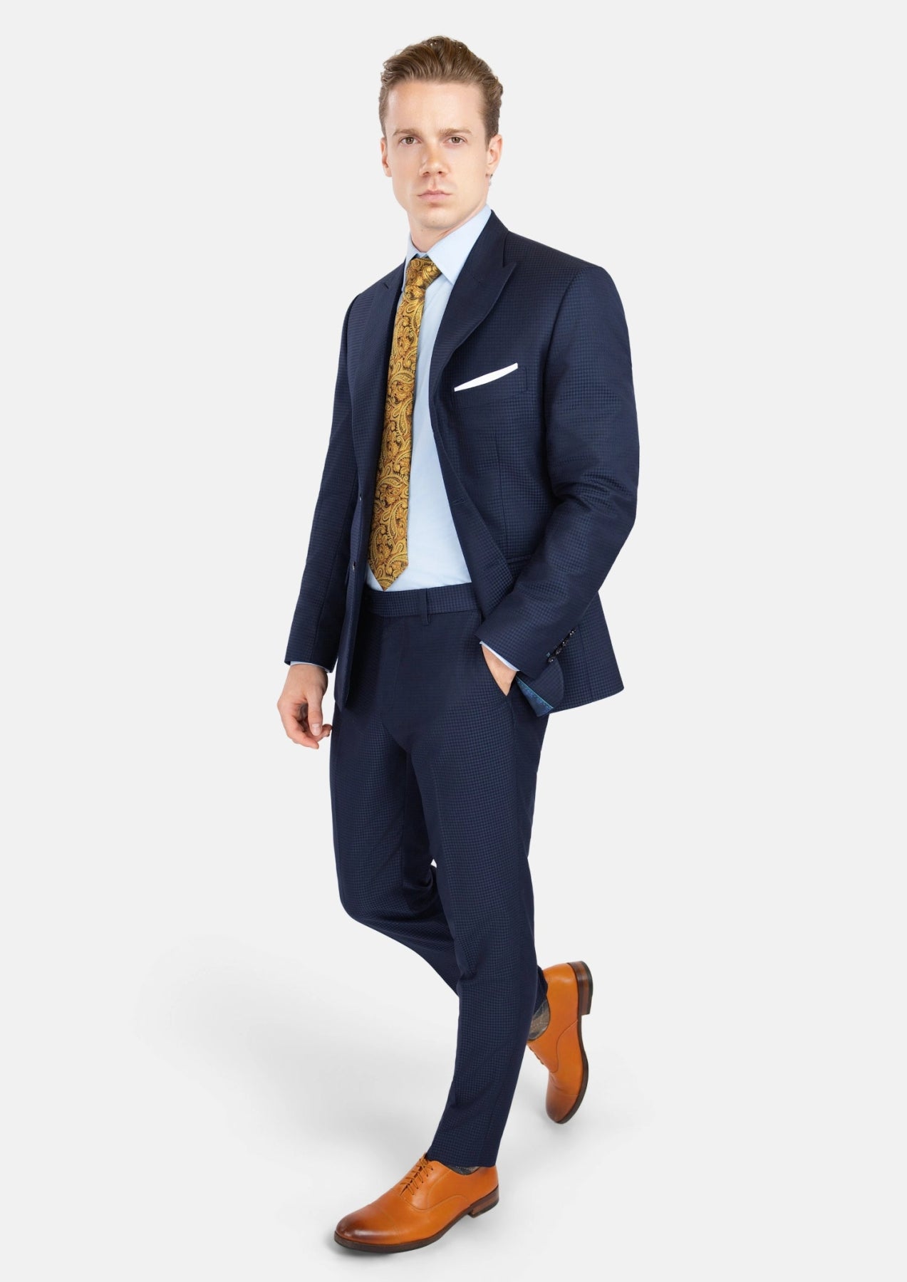 Broadway Navy Microcheck Suit - SARTORO
