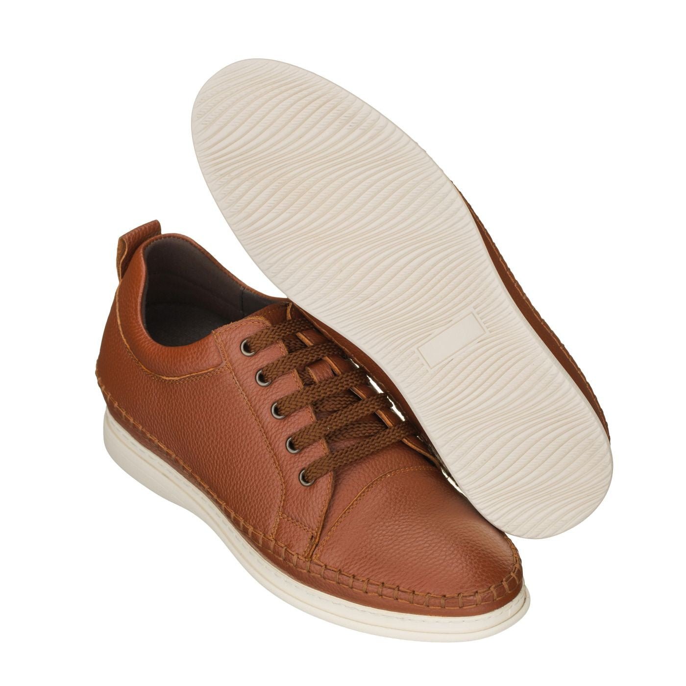 Brown Leather Elevator Sneakers - 3 Inches - SARTORO608
