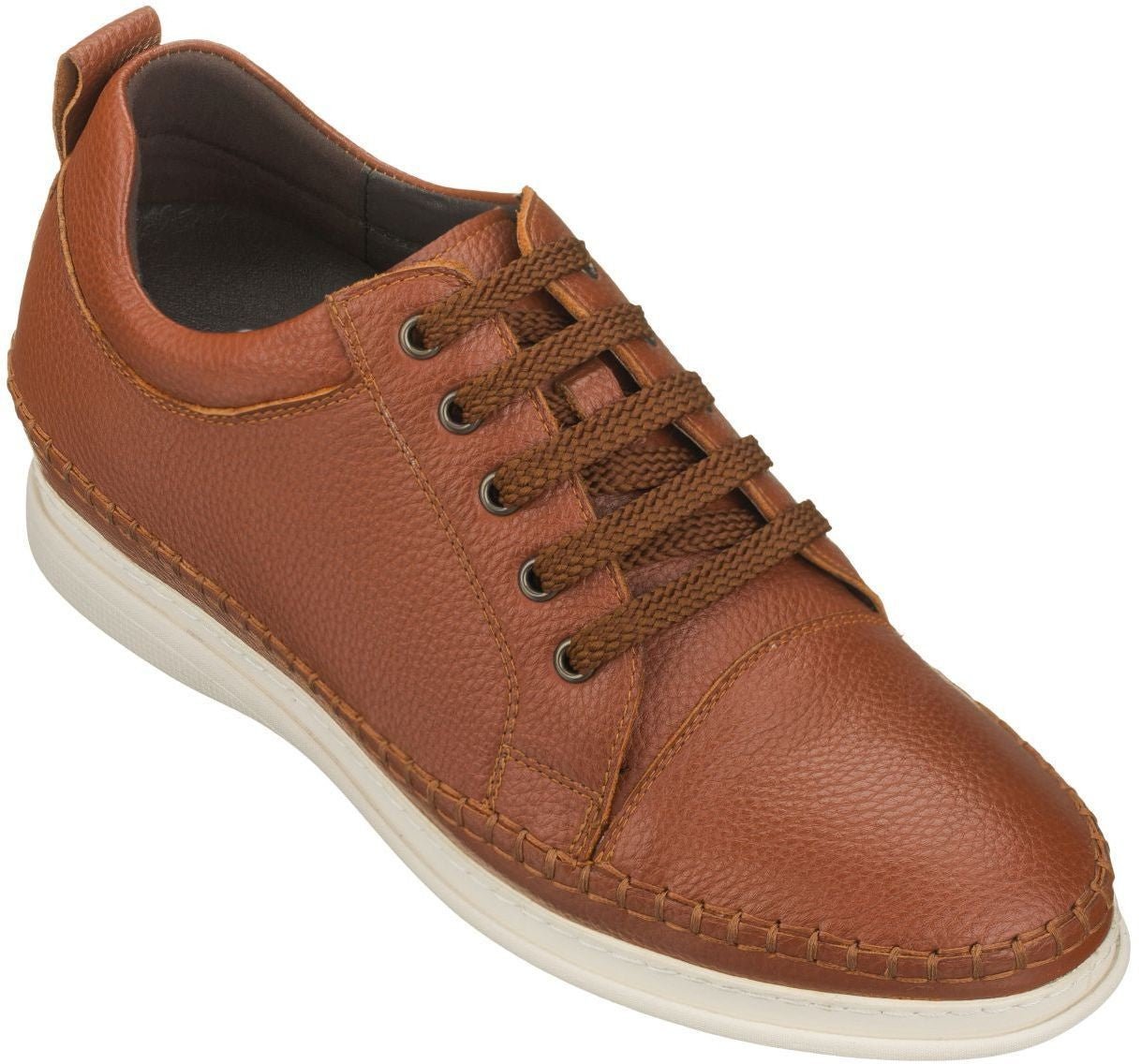 Brown Leather Elevator Sneakers - 3 Inches - SARTORO168