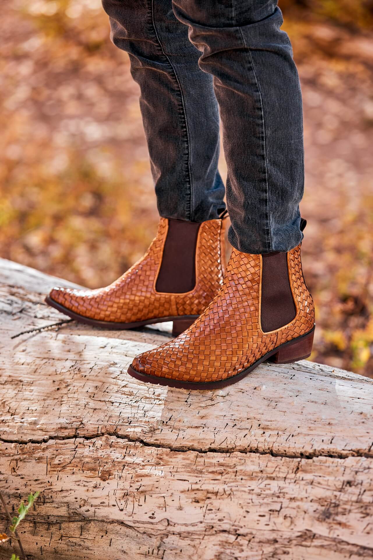 Brown Woven Chelsea High-Top Slip-On Ankle Boots - 3250