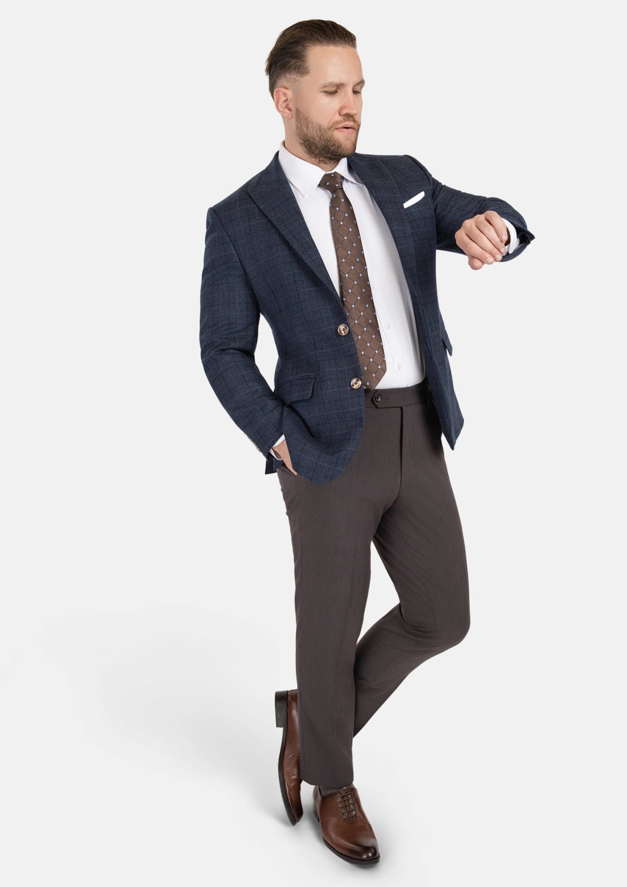 Bryant Charcoal Blue Check Flannel Jacket - SARTORO