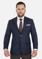 Bryant Charcoal Blue Check Flannel Jacket - SARTORO723