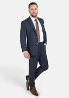 Bryant Charcoal Blue Check Flannel Suit - SARTORO394