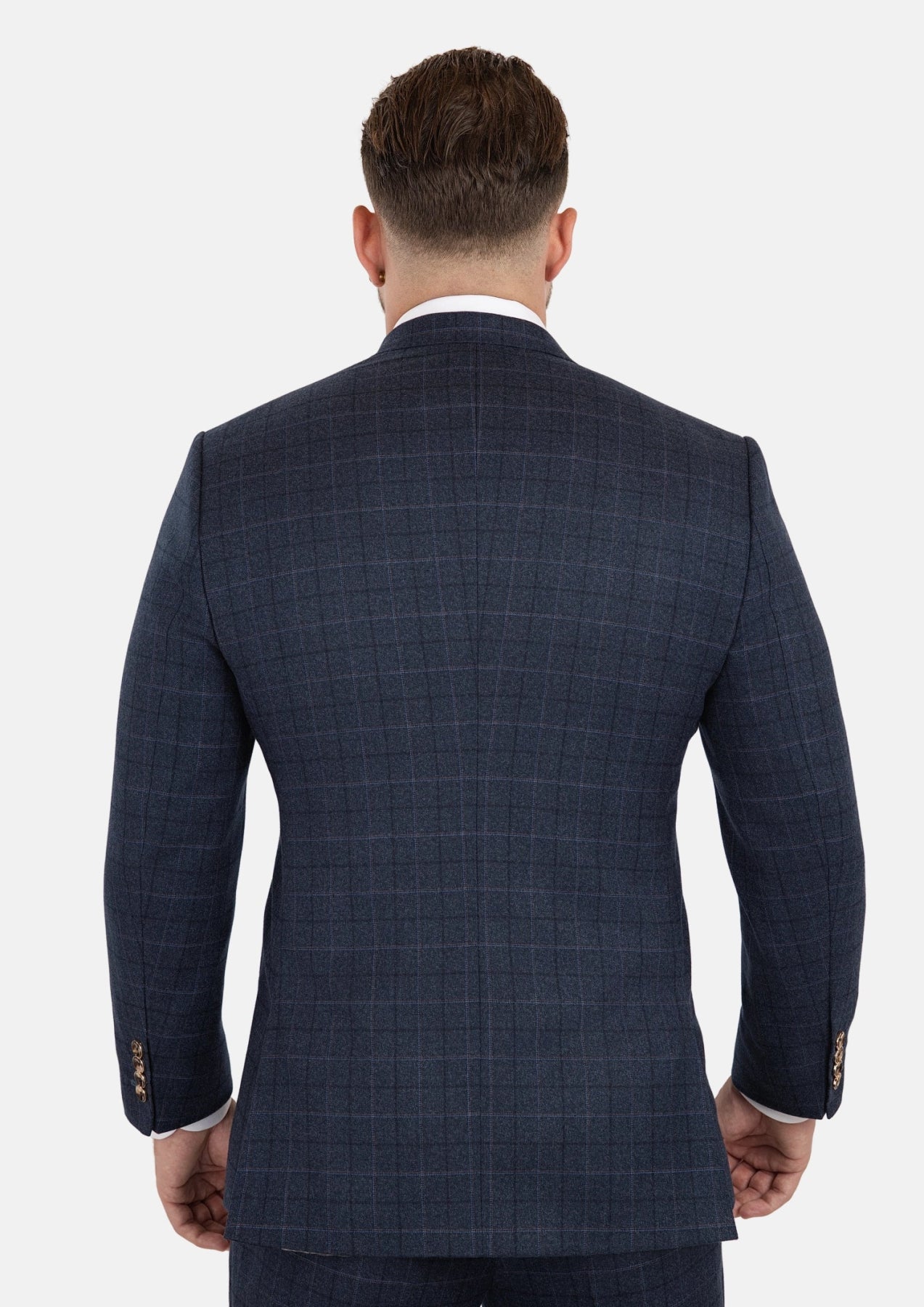Men's Bryant Charcoal Blue Check Flannel Suit | SARTORO Men's Bryant Charcoal Blue Check Flannel Suit | SARTORO