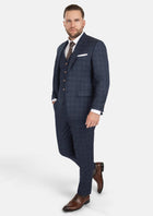 Bryant Charcoal Blue Check Flannel Suit - SARTORO154