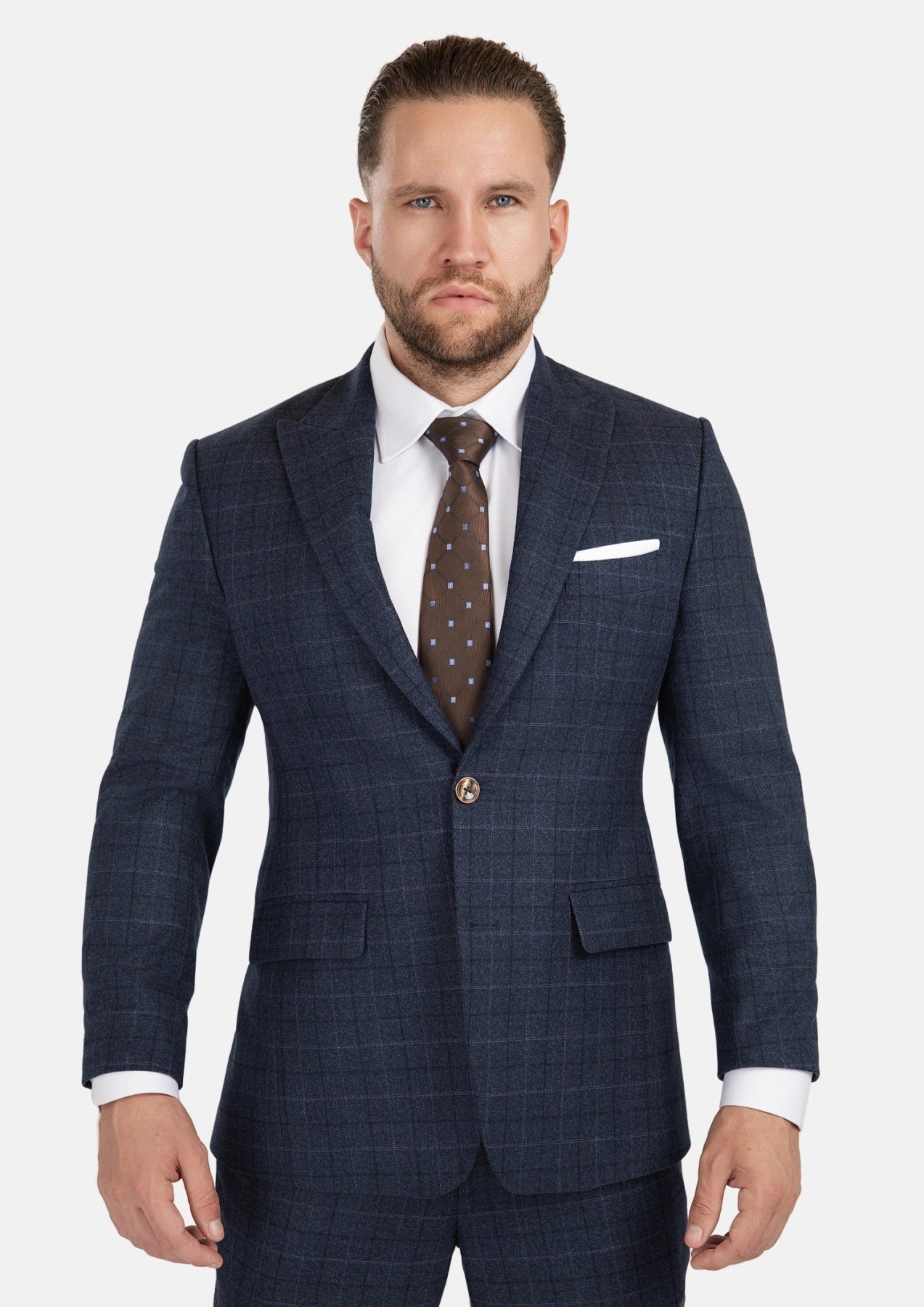 Bryant Charcoal Blue Check Flannel Suit - SARTORO