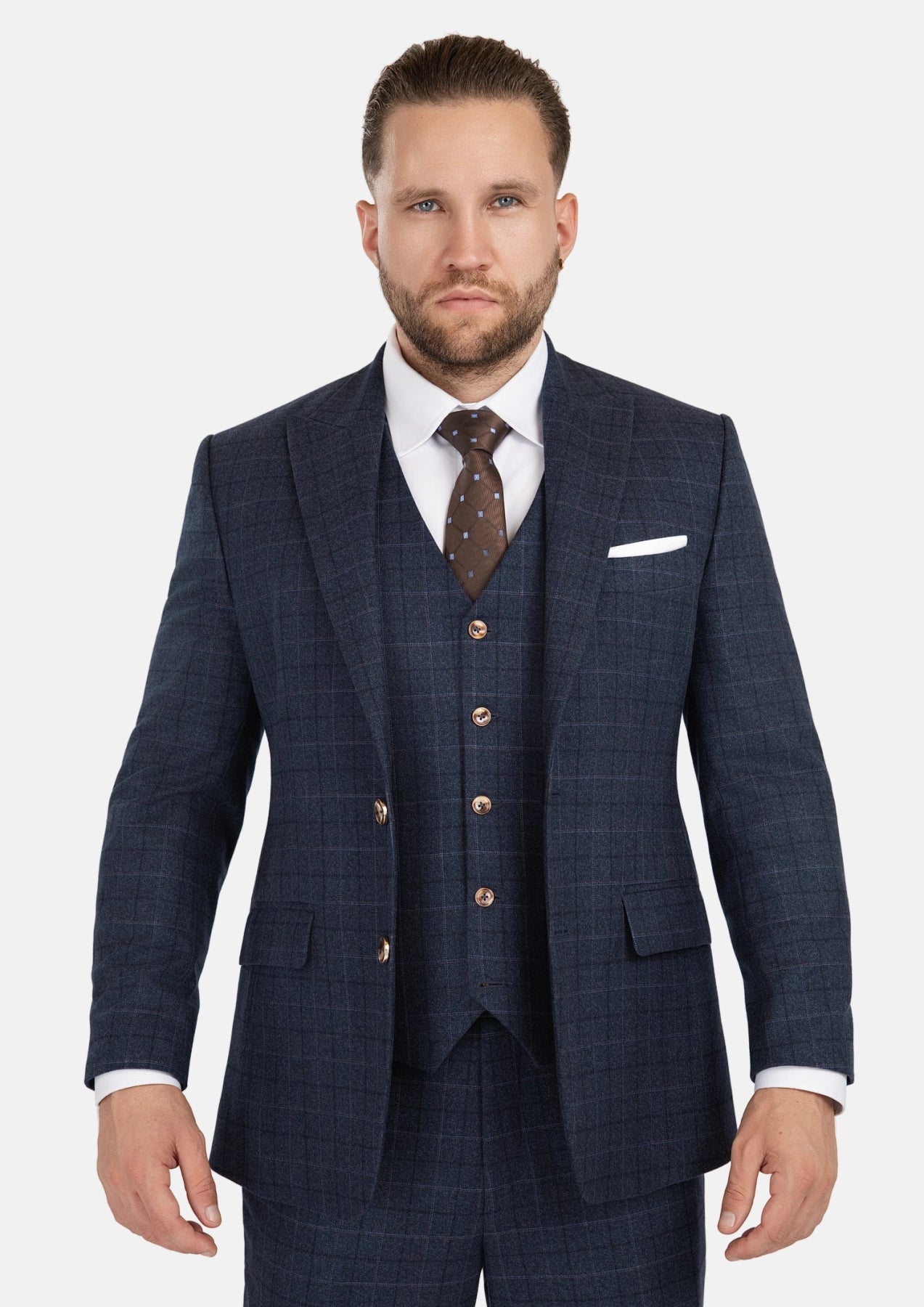 Bryant Charcoal Blue Check Flannel Suit