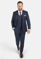 Bryant Charcoal Blue Check Flannel Suit - SARTORO698