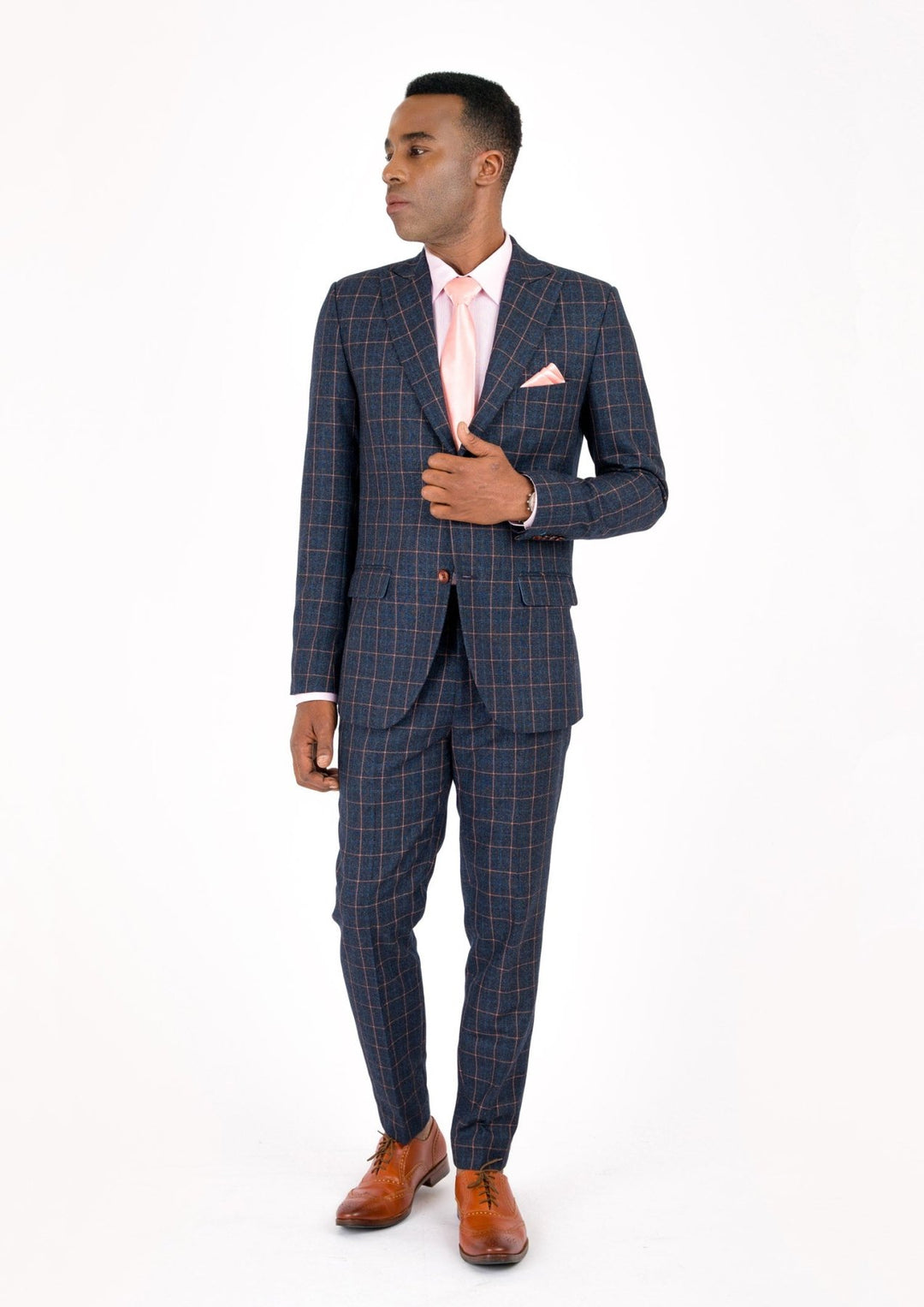 Bryant Spruce Blue Flannel Windowpane Suit - SARTORO