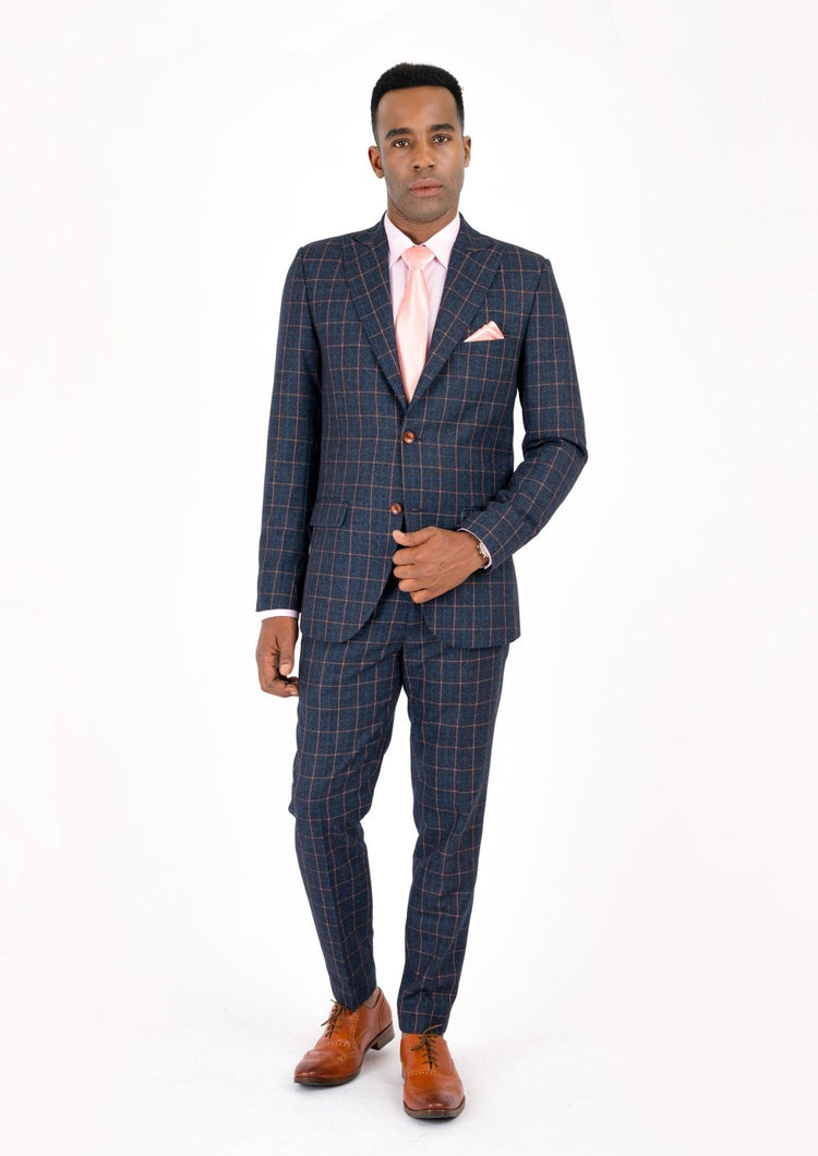 Bryant Spruce Blue Flannel Windowpane Suit - SARTORO