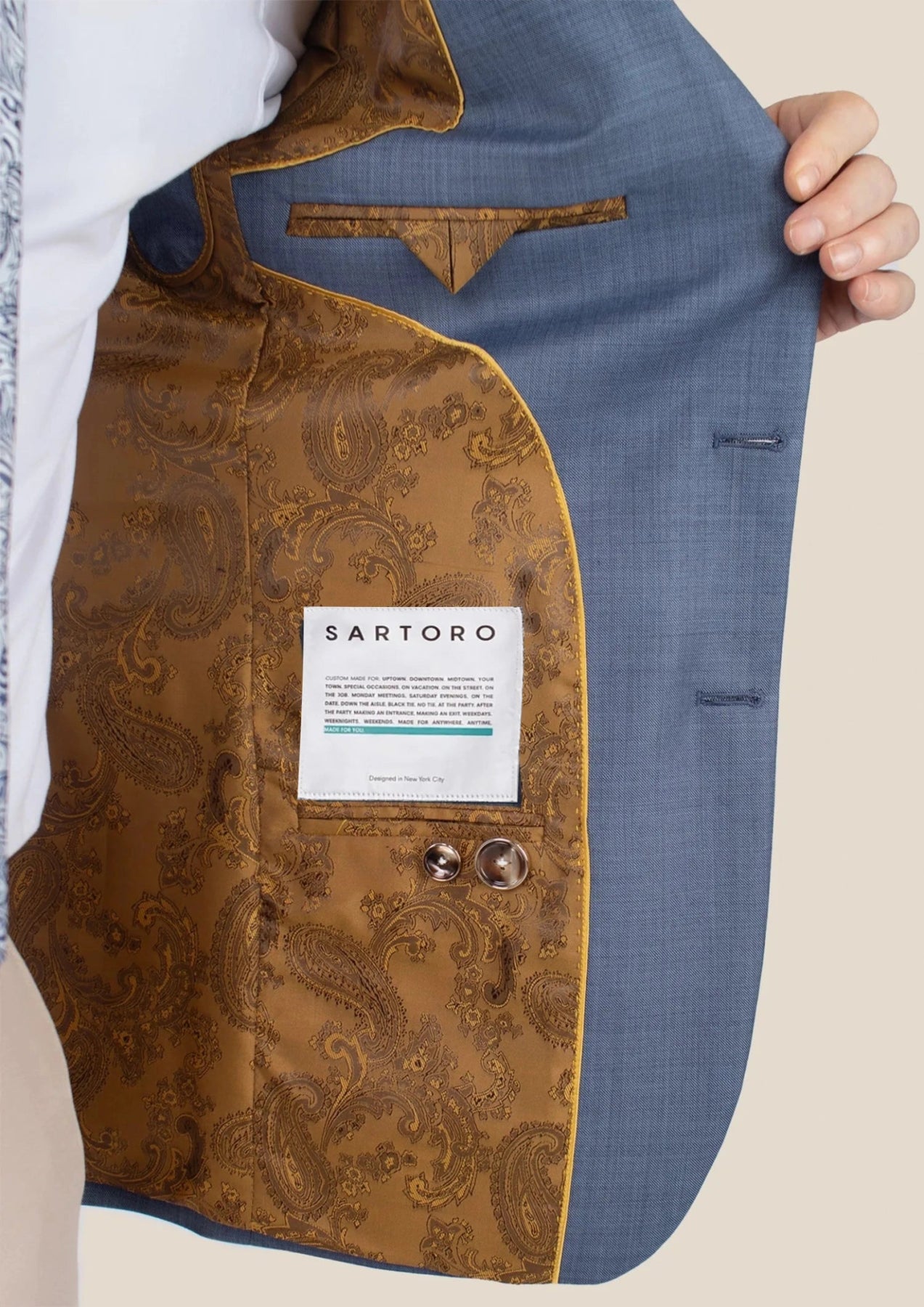 Bryant Vista Blue Sharkskin Jacket - SARTORO