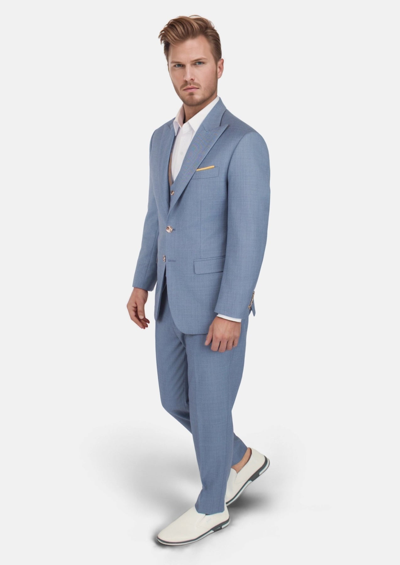 Bryant Vista Blue Sharkskin Suit - SARTORO