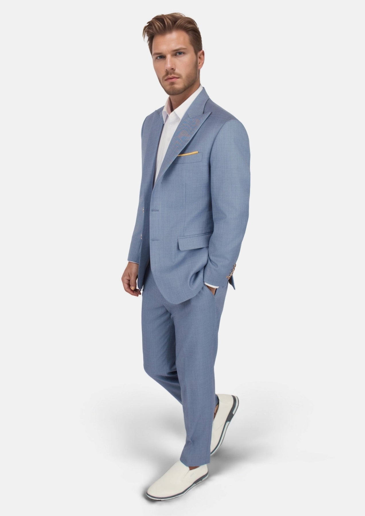 Bryant Vista Blue Sharkskin Suit - SARTORO