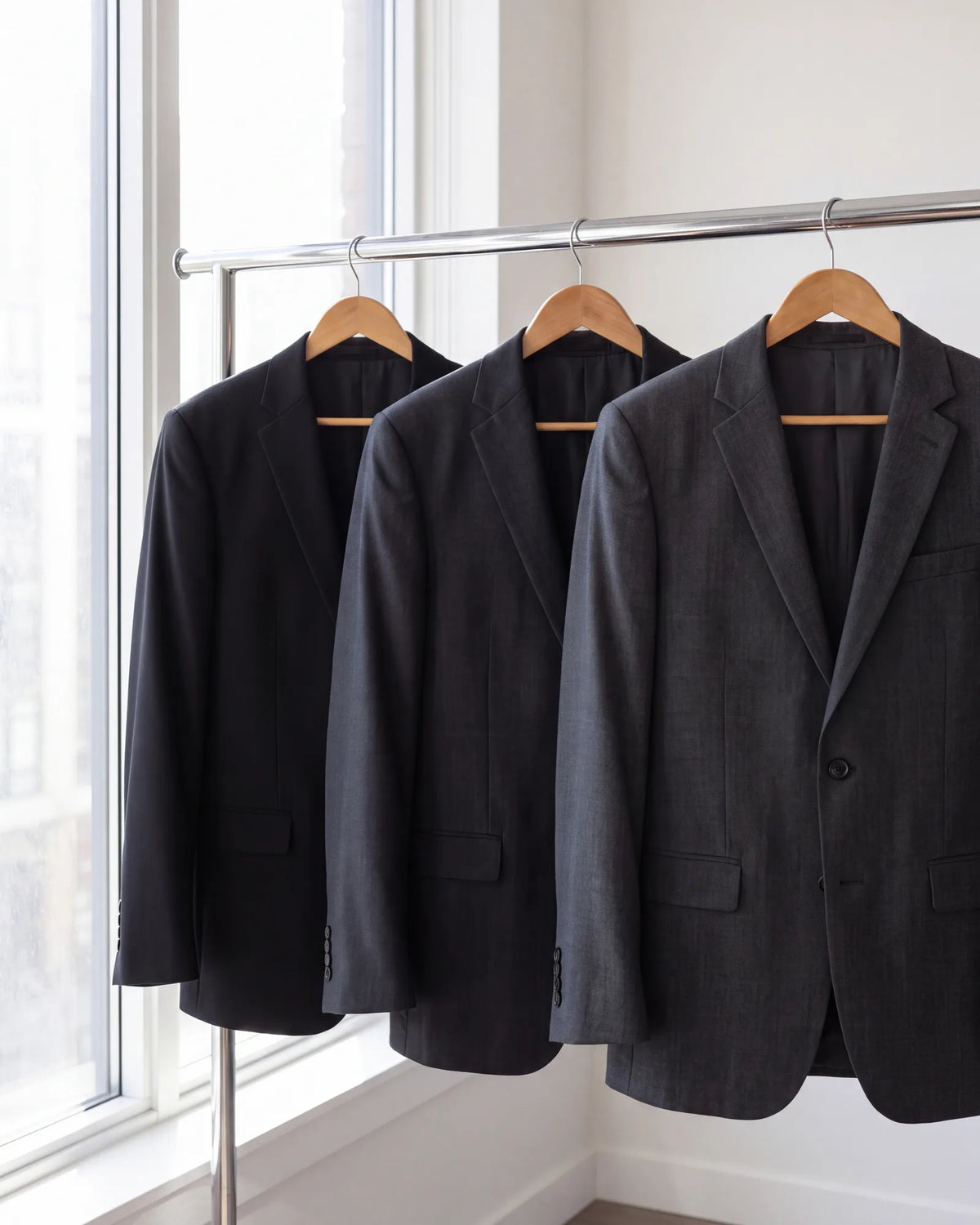 Choosing between the three? Charcoal handles the office, daylight and dinner, so black can wait for formal occasions.