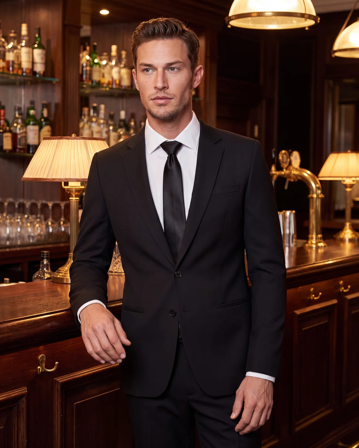 Black looks its best indoors after dark, where warm light keeps it clean rather than harsh.