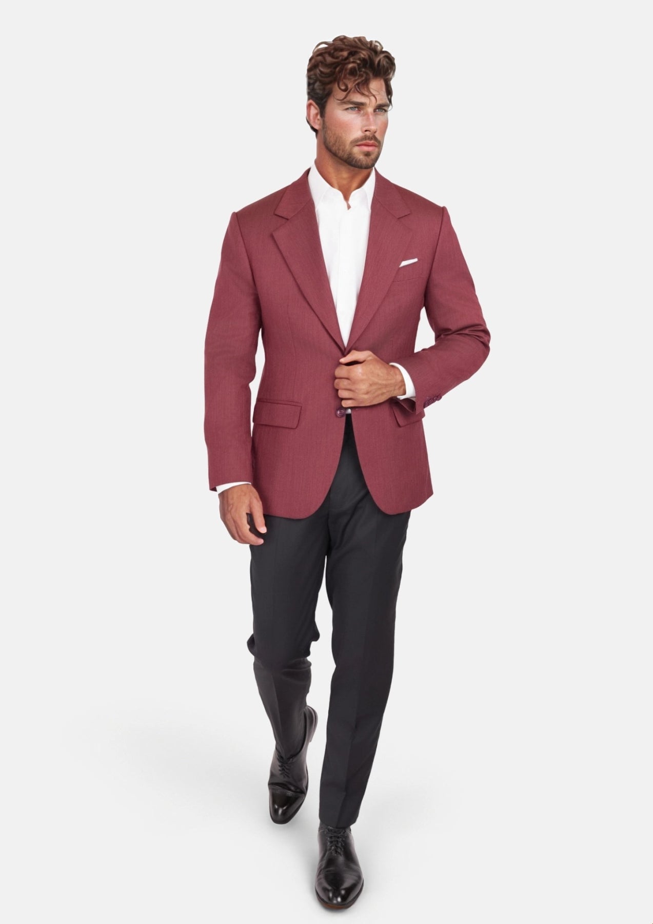 Burgundy Herringbone Ellis Jacket - SARTORO
