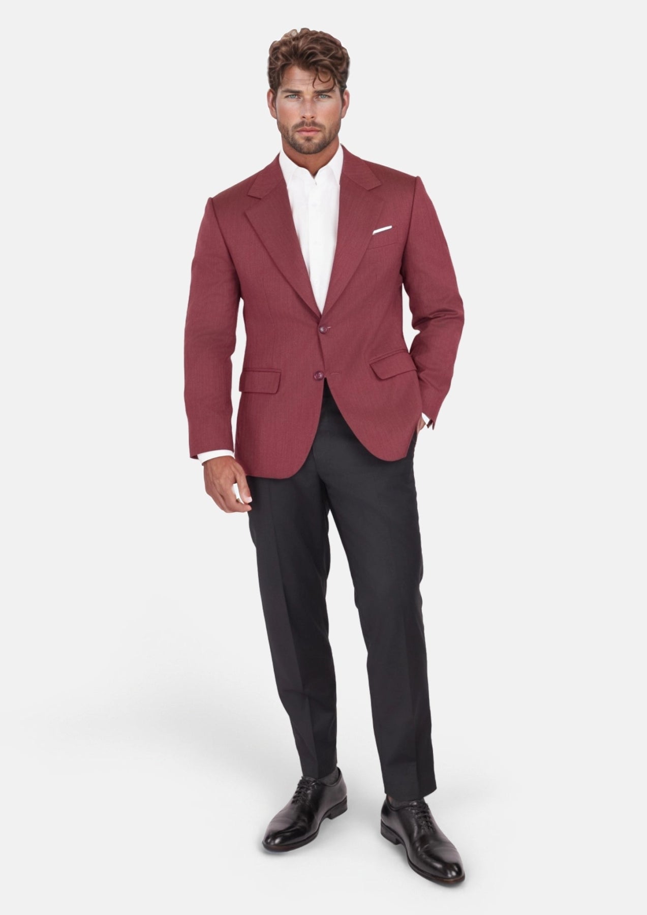 Burgundy Herringbone Ellis Jacket - SARTORO
