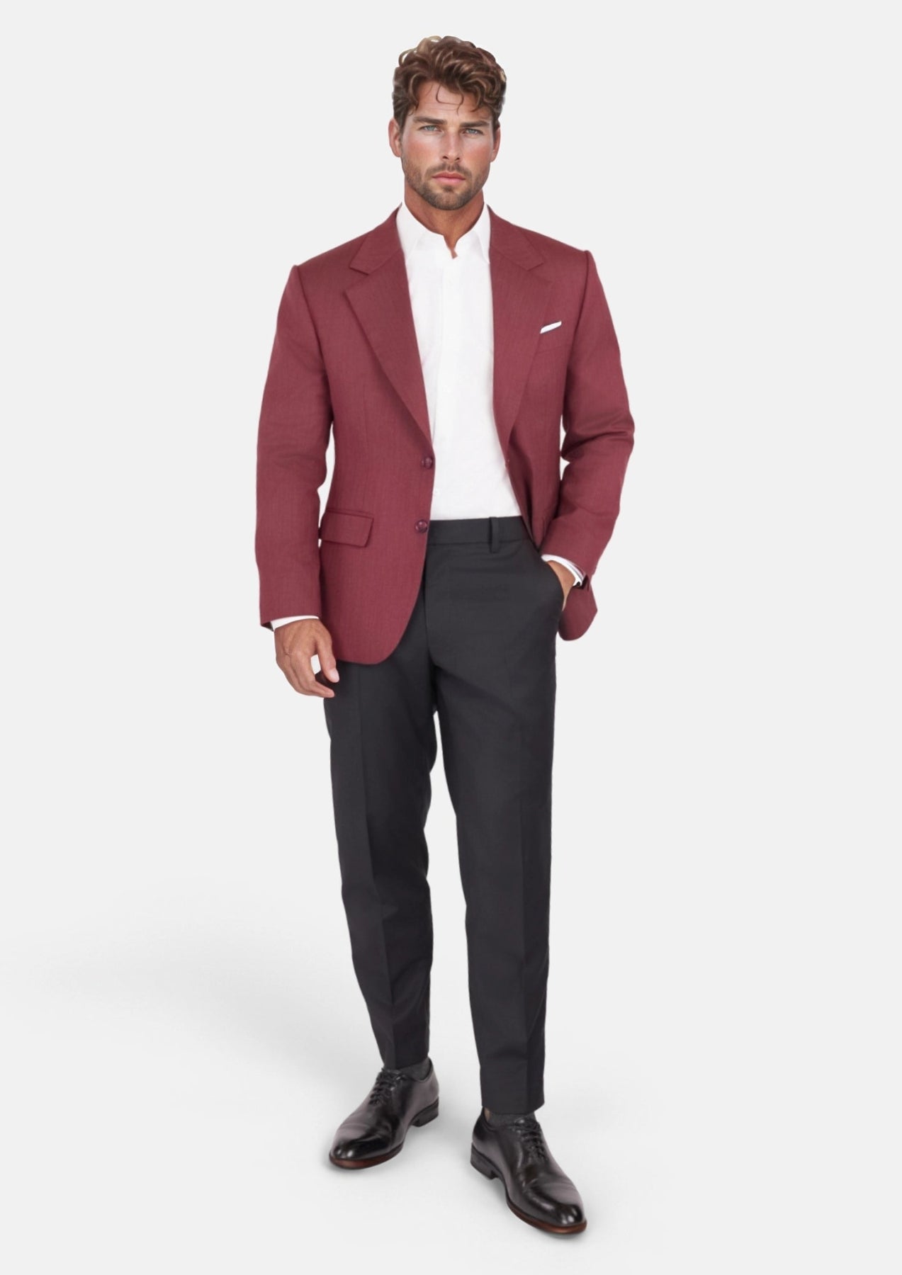 Burgundy Herringbone Ellis Jacket - SARTORO