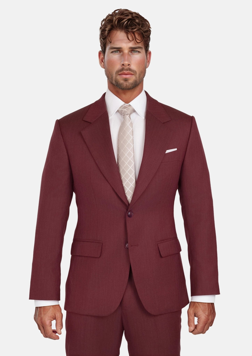Burgundy Herringbone Suit405