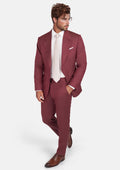 Burgundy Herringbone Ellis Suit - SARTORO