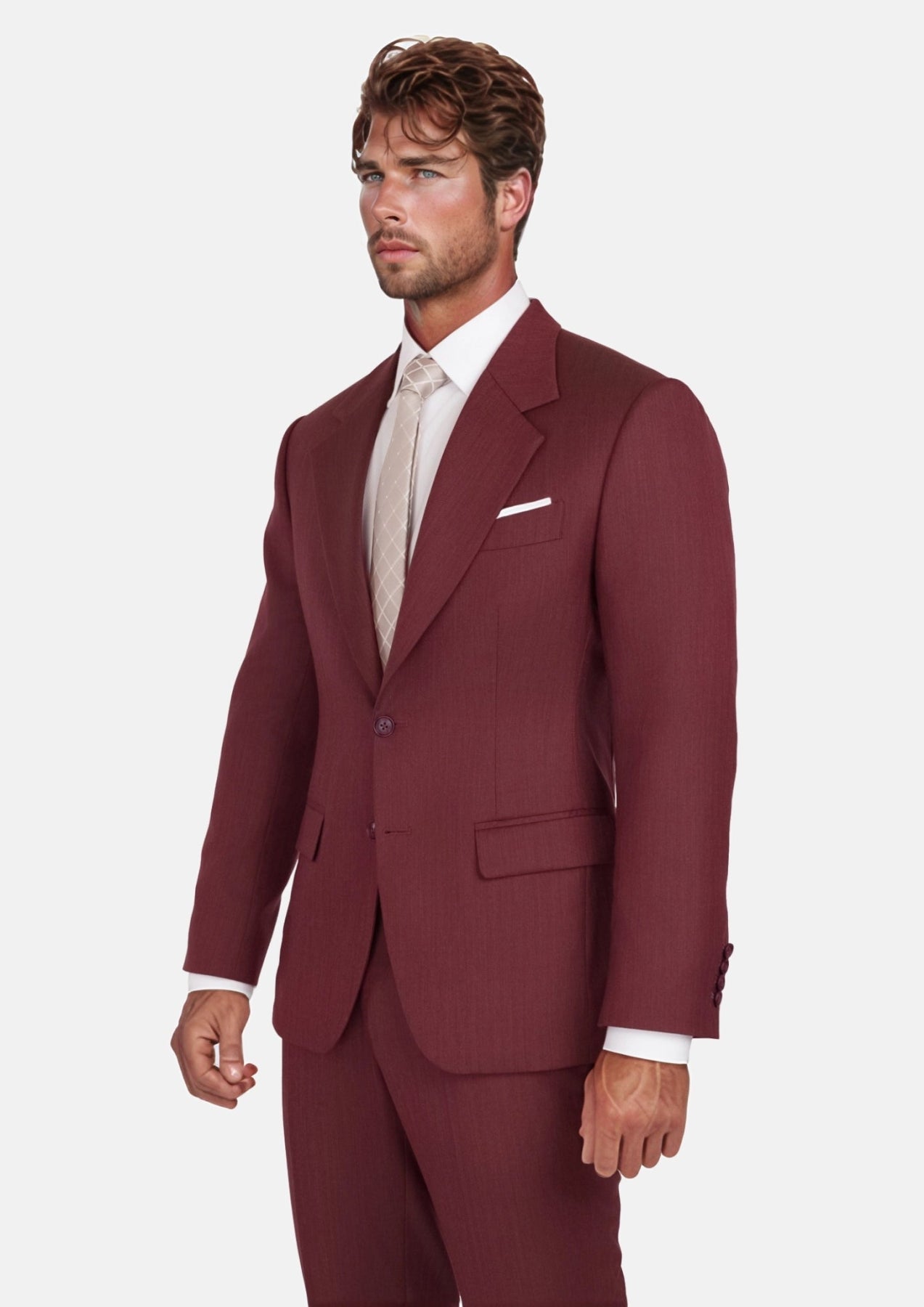 Burgundy Herringbone Ellis Suit - SARTORO