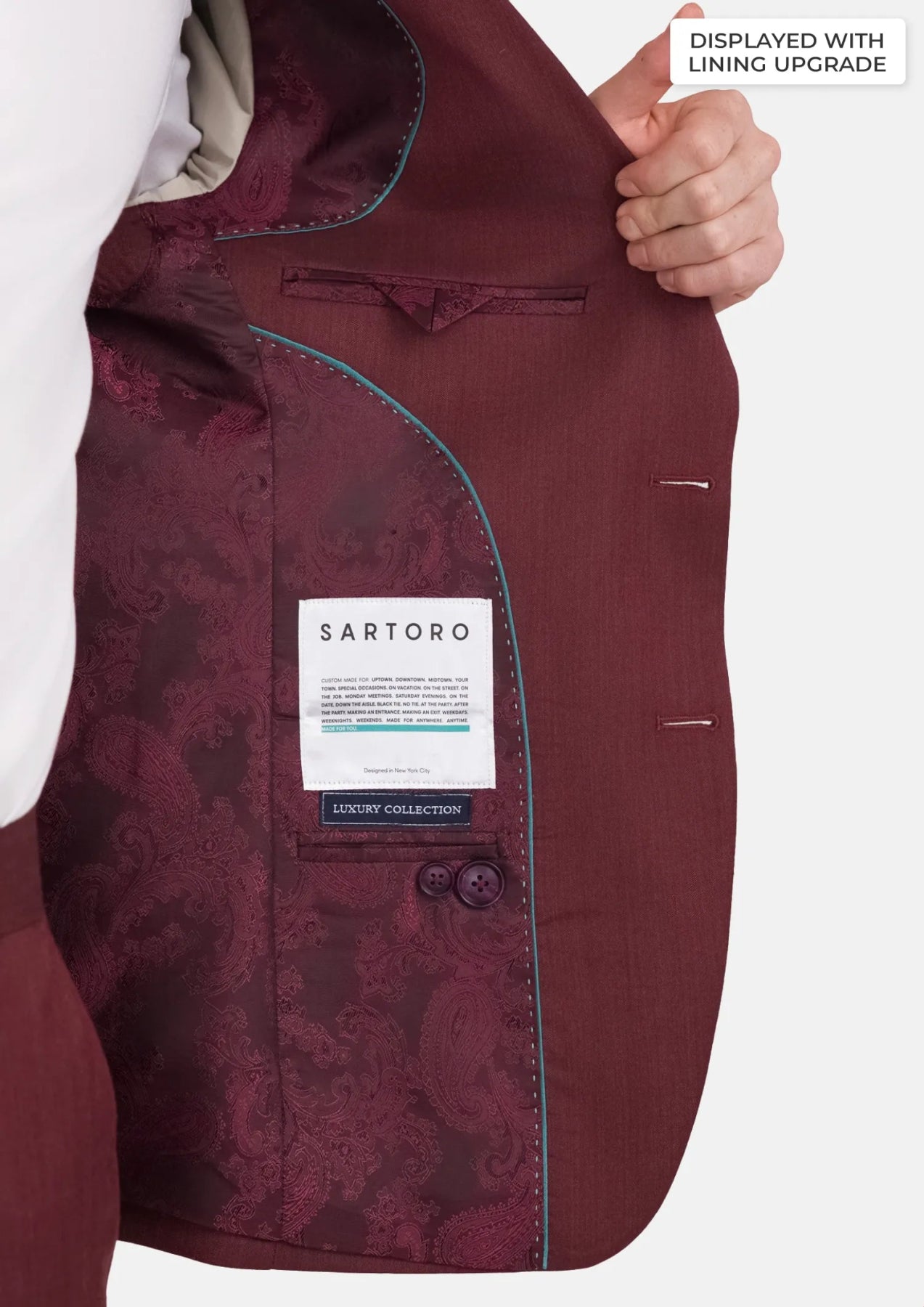 Burgundy Herringbone Ellis Suit - SARTORO
