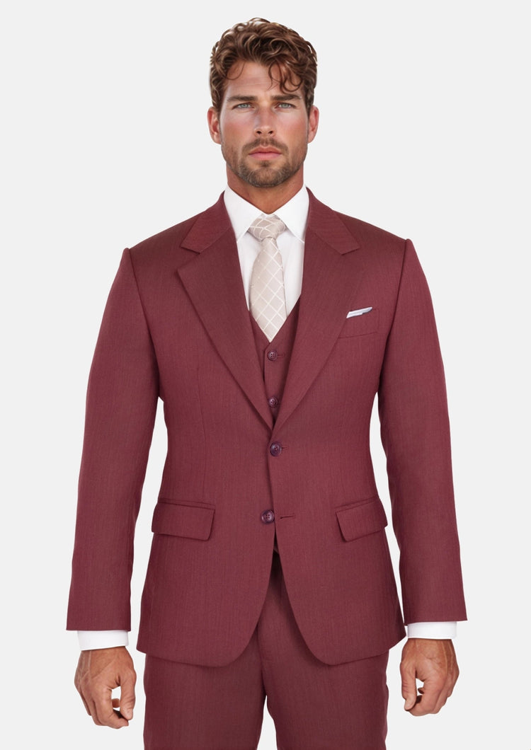 Burgundy Herringbone Ellis Suit - SARTORO985