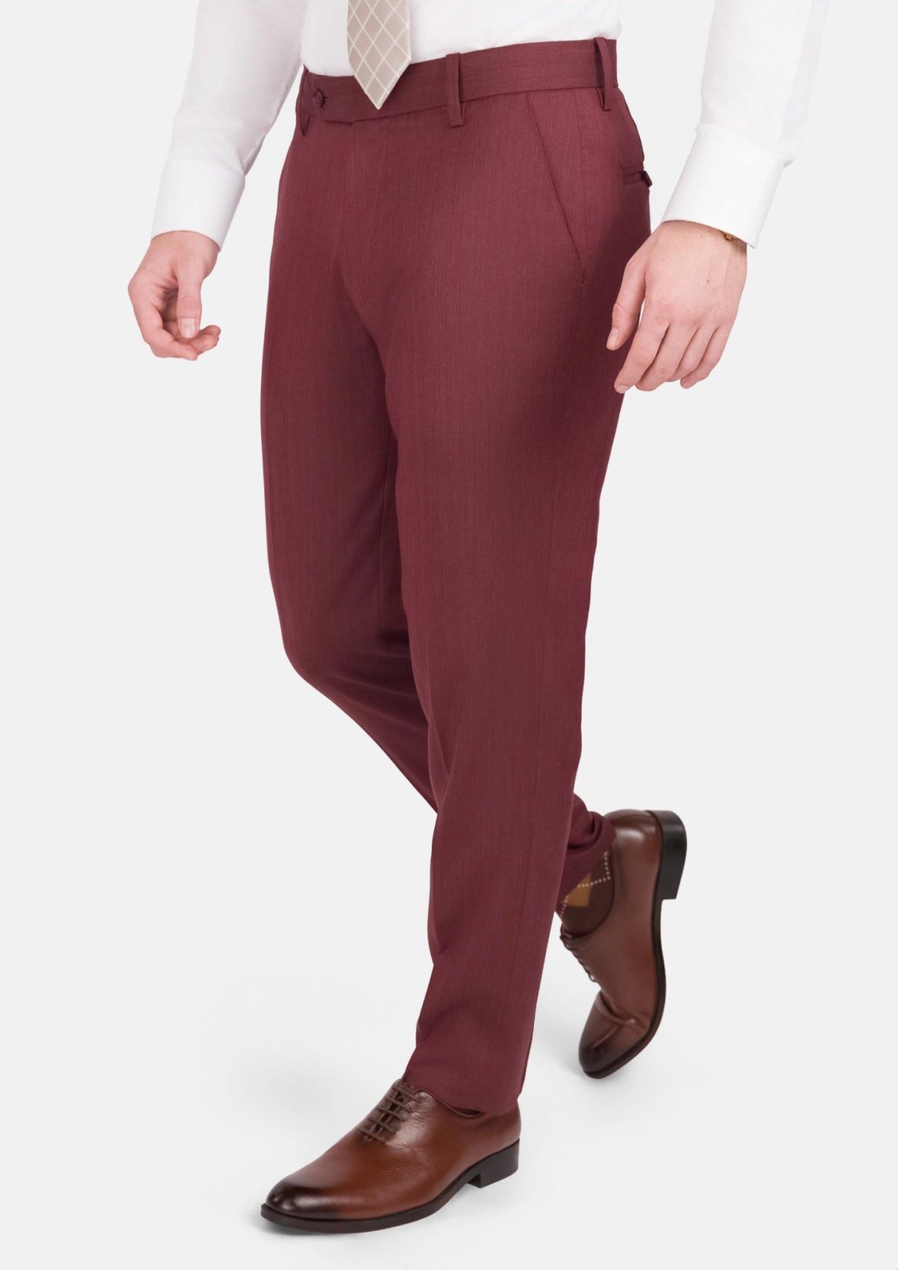 Burgundy Herringbone Pants - SARTORO