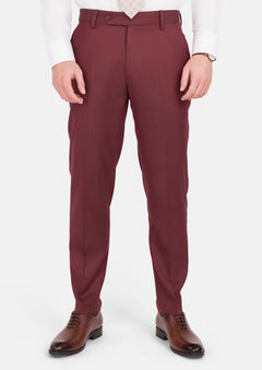 Burgundy Herringbone Pants - SARTORO