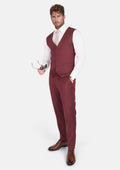 Burgundy Herringbone Vest - SARTORO