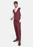 Burgundy Herringbone Vest - SARTORO548