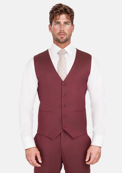 Burgundy Herringbone Vest - SARTORO