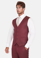 Burgundy Herringbone Vest - SARTORO980