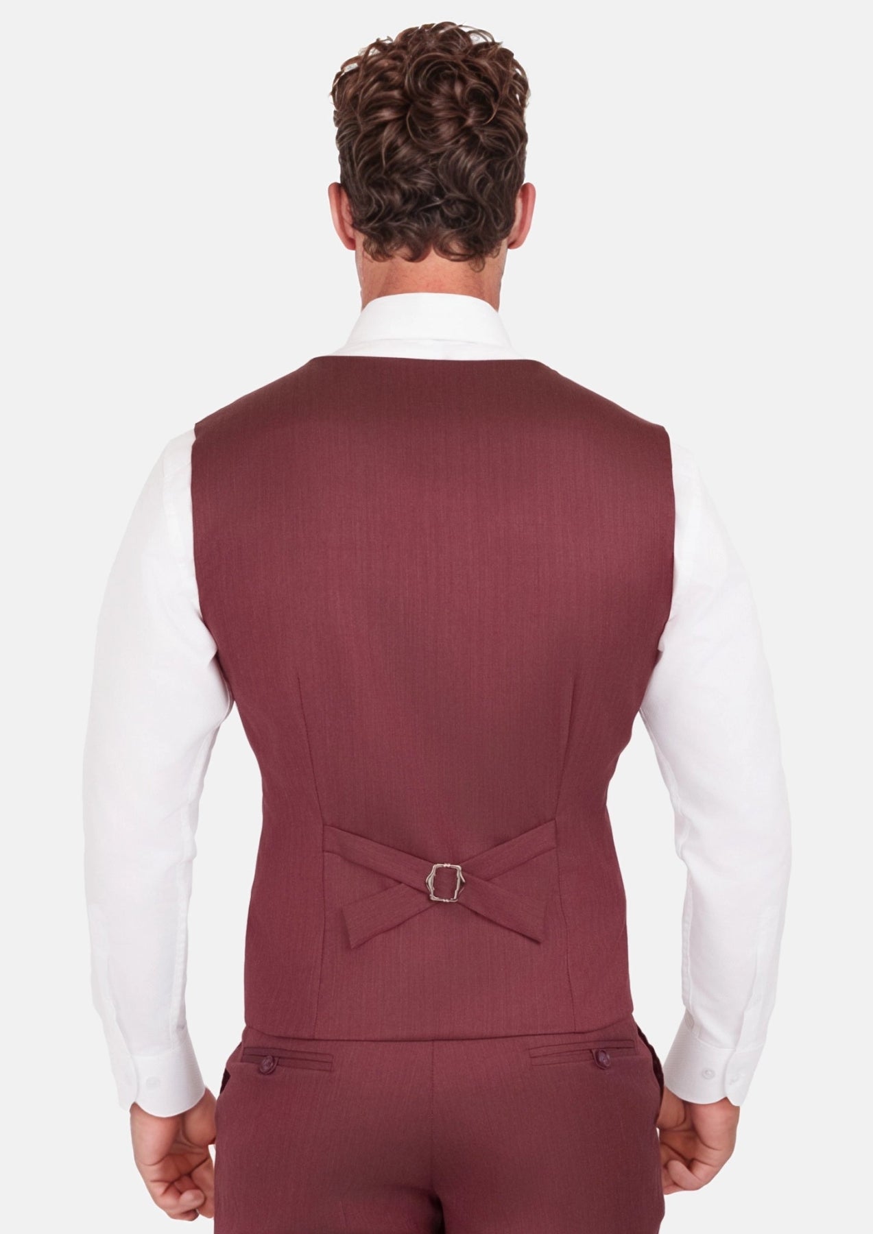 Burgundy Herringbone Vest - SARTORO
