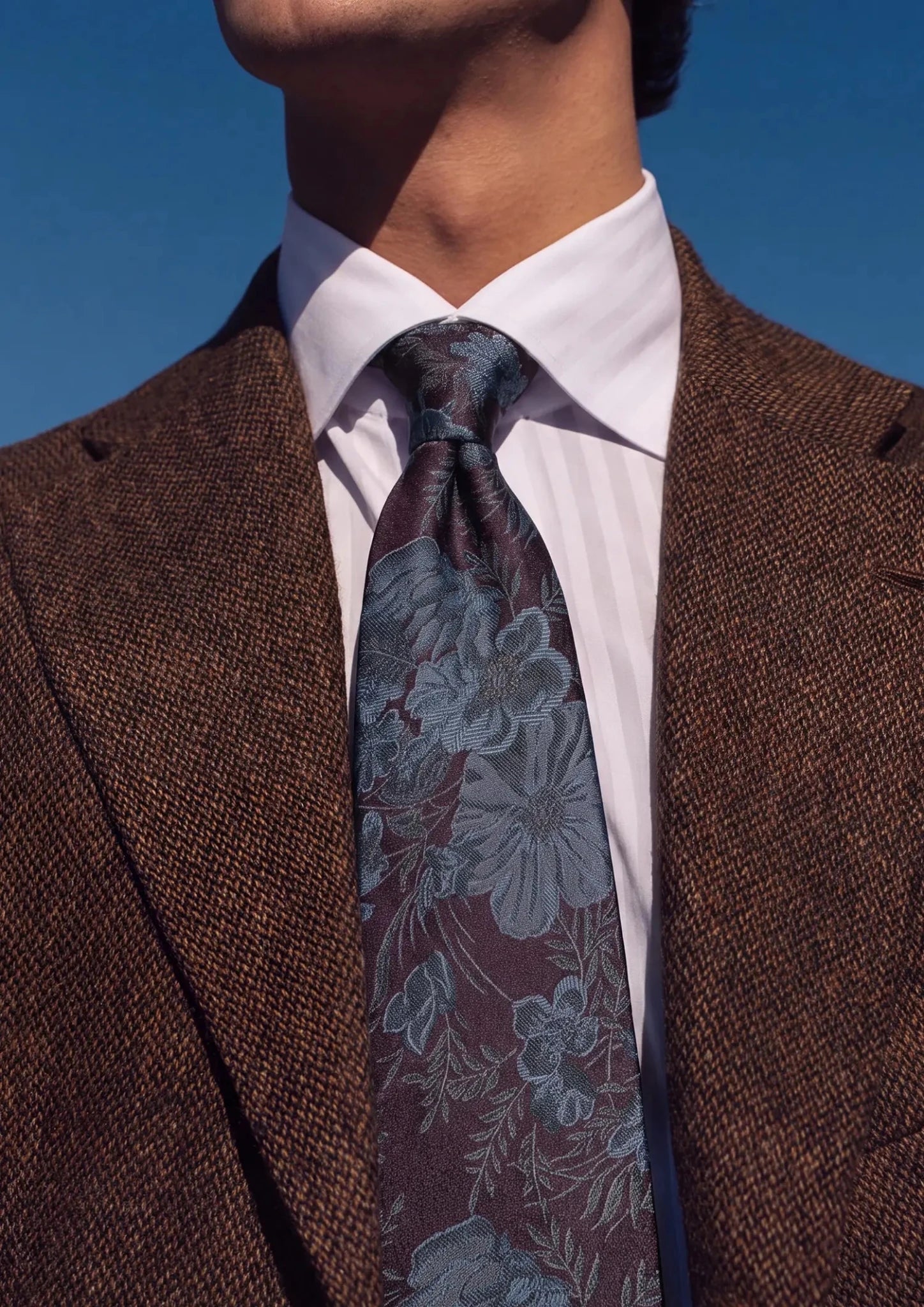 Burgundy Slate Floral Tie - SARTORO838