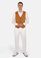 Burnt Orange Linen Vest - SARTORO187