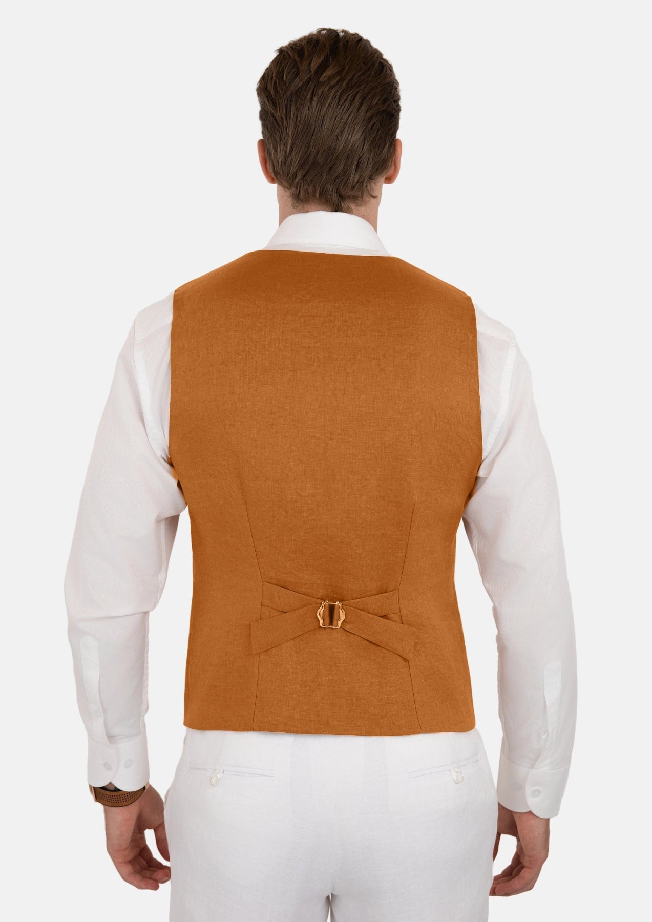 Burnt Orange Linen Vest - SARTORO976