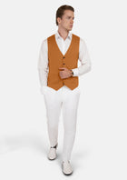 Burnt Orange Linen Vest - SARTORO709