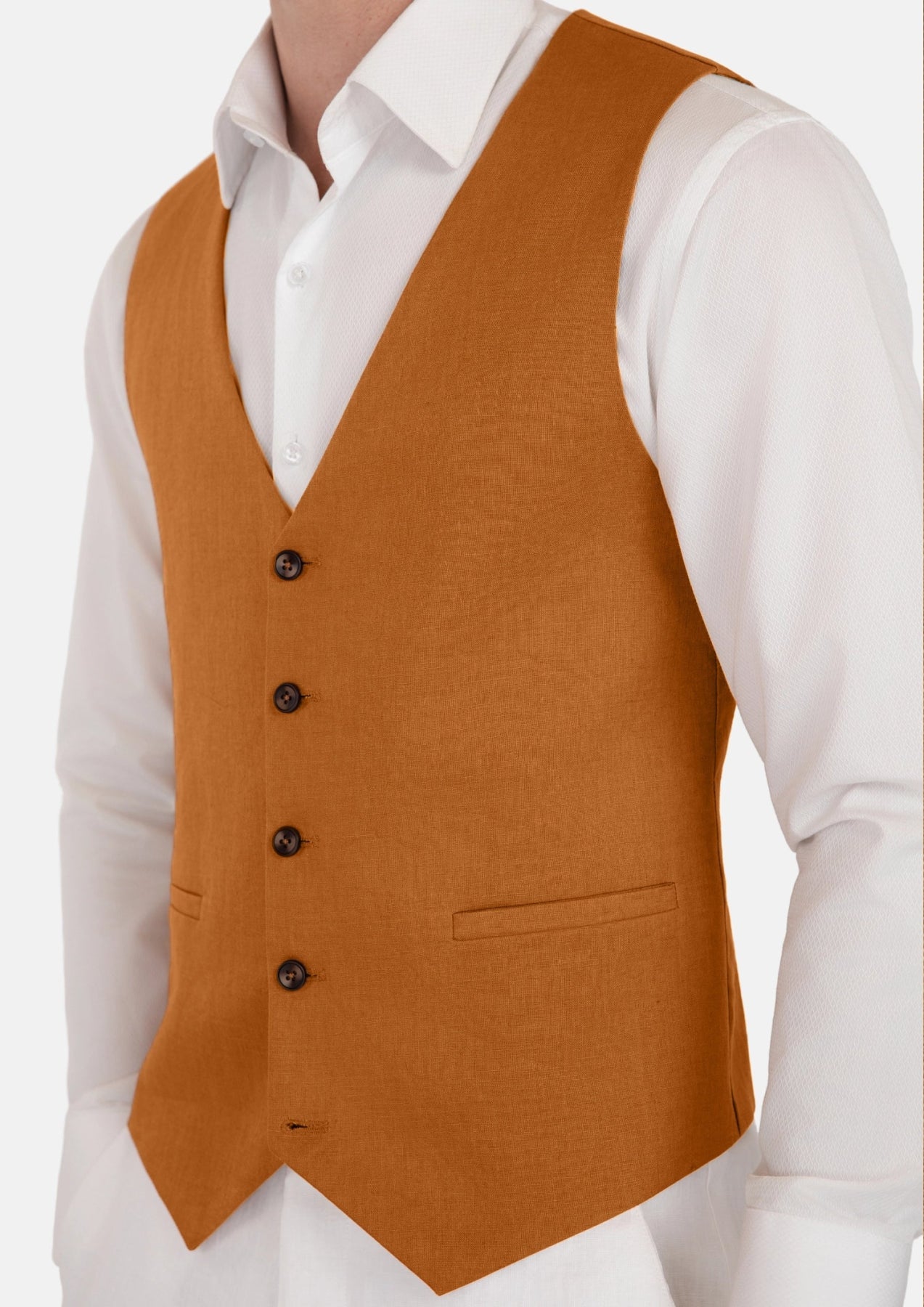 Burnt Orange Linen Vest - SARTORO525