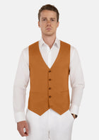 Burnt Orange Linen Vest - SARTORO129
