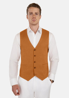 Burnt Orange Linen Vest - SARTORO