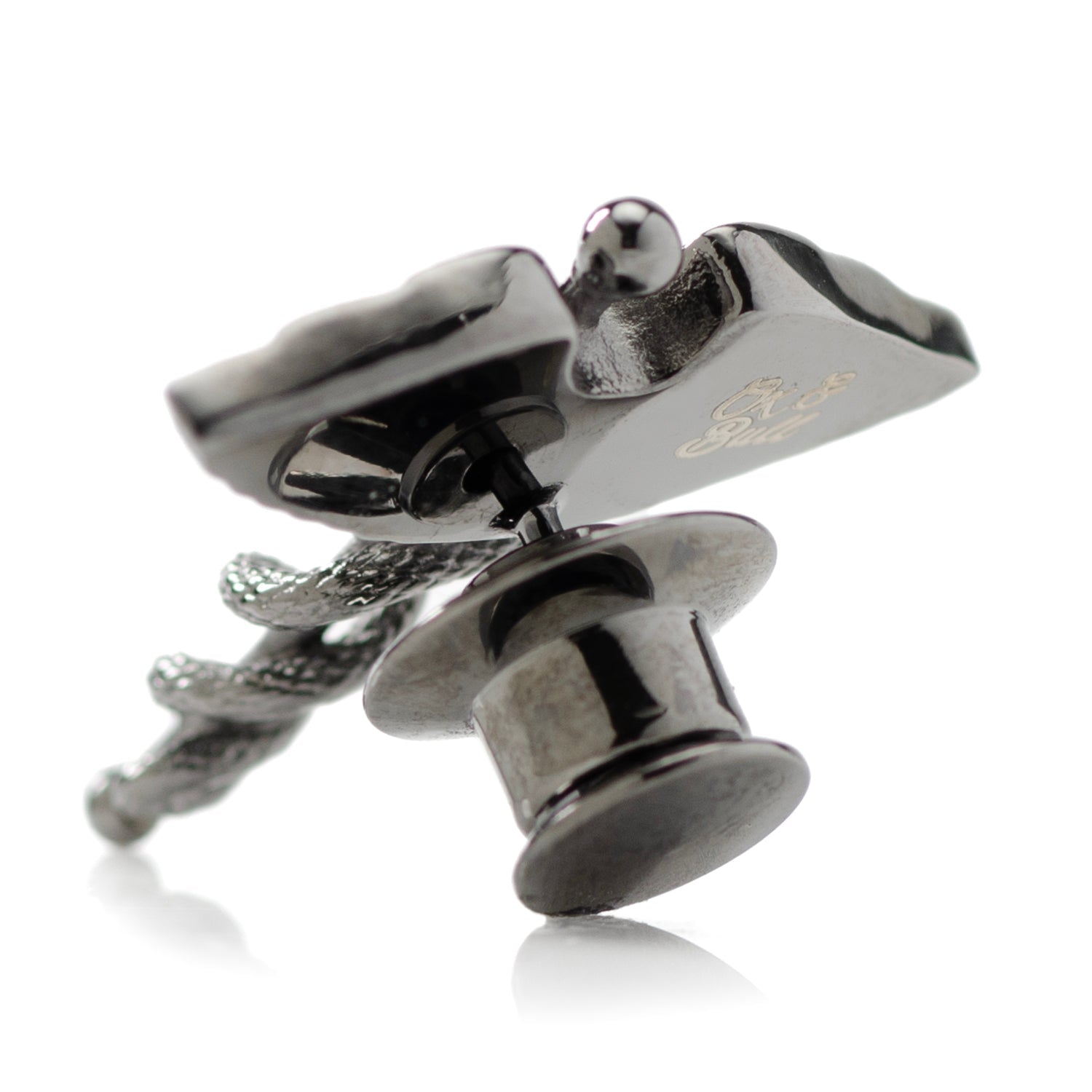 Caduceus Pave Gunmetal Lapel Pin - SARTORO899