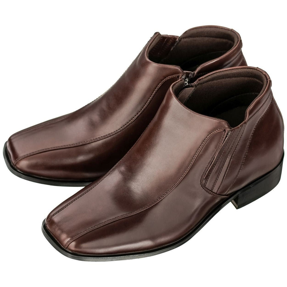 Brown Leather Zipper Boots - 3387
